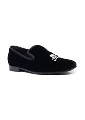 Philipp Plein skull embroidery velvet loafers