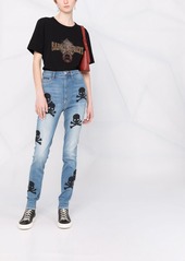 Philipp Plein skull-patches high-waisted skinny jeans
