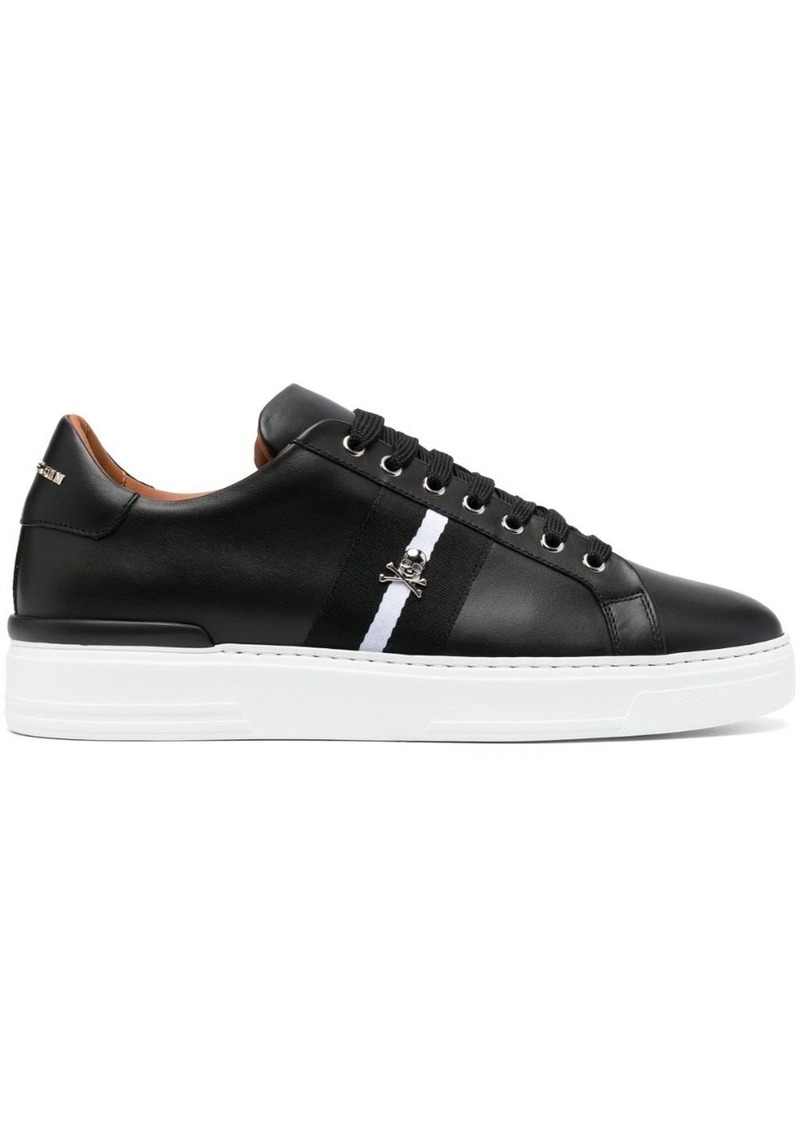 Philipp Plein skull-plaque striped low-top sneakers