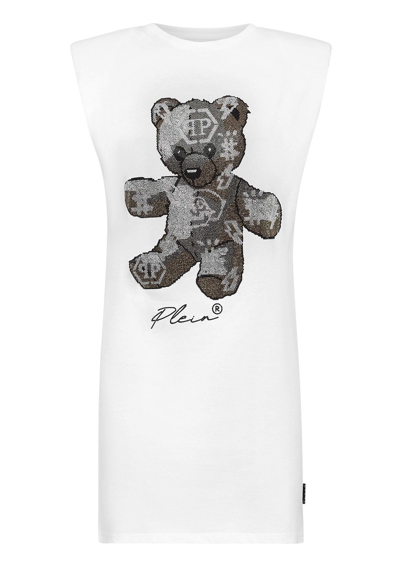 Philipp Plein Sleeveless short dress Teddy Bear with Crystals