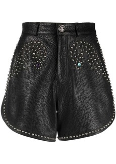 Philipp Plein stud-embellished leather hot pants