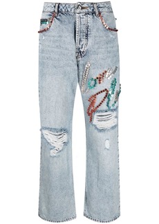 Philipp Plein stud-embellished wide-leg jeans