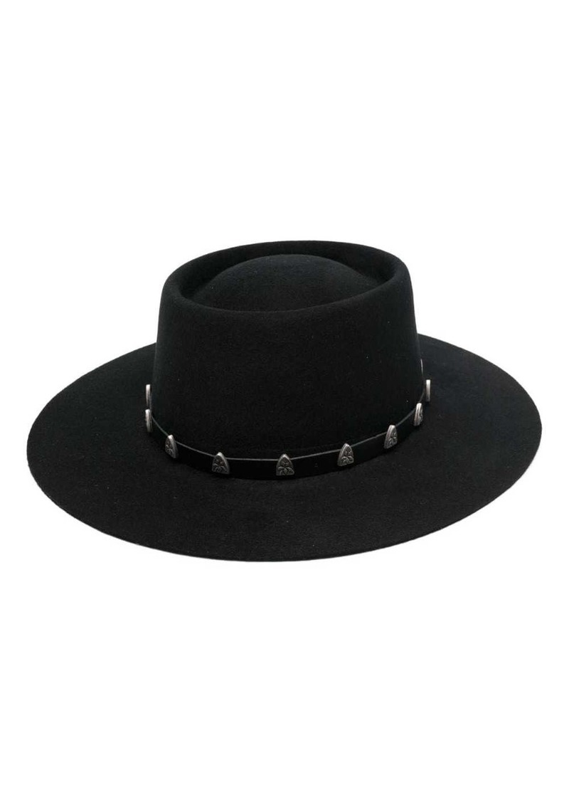 Philipp Plein stud-embellished wool boater hat