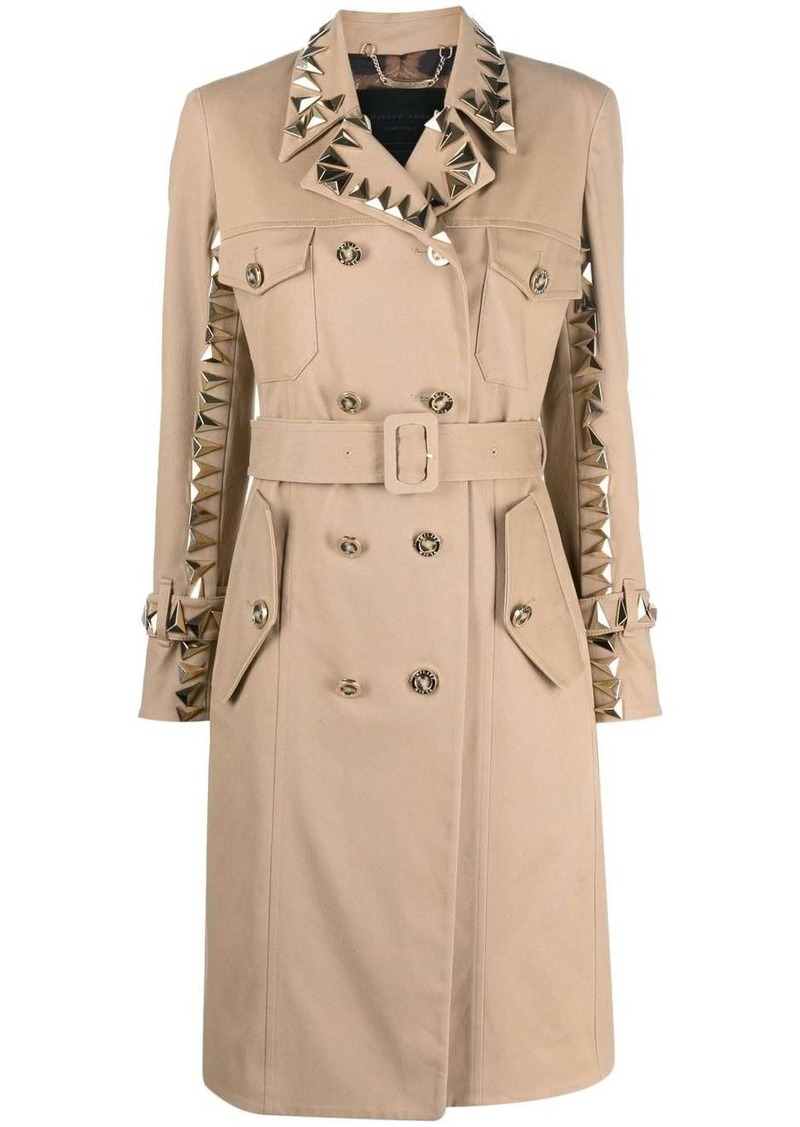 Philipp Plein studded belted trench coat