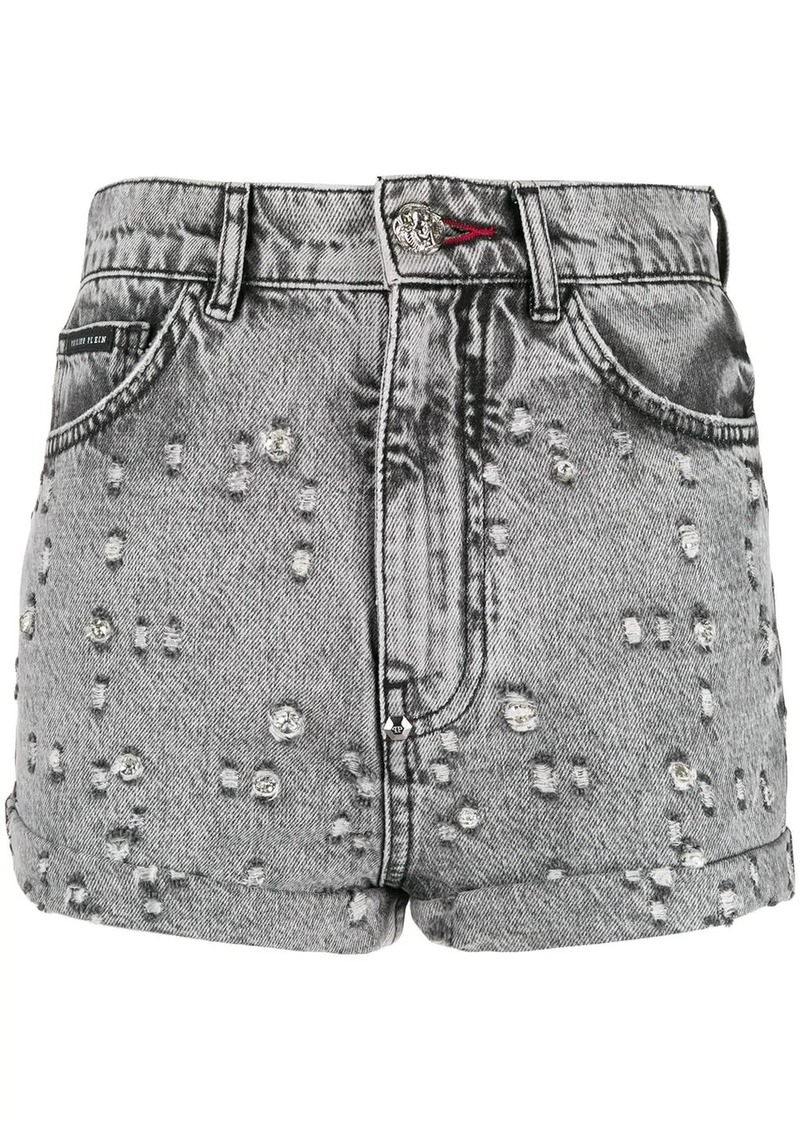 Philipp Plein studded denim shorts