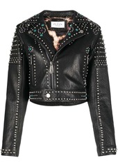 Philipp Plein studded leather biker jacket