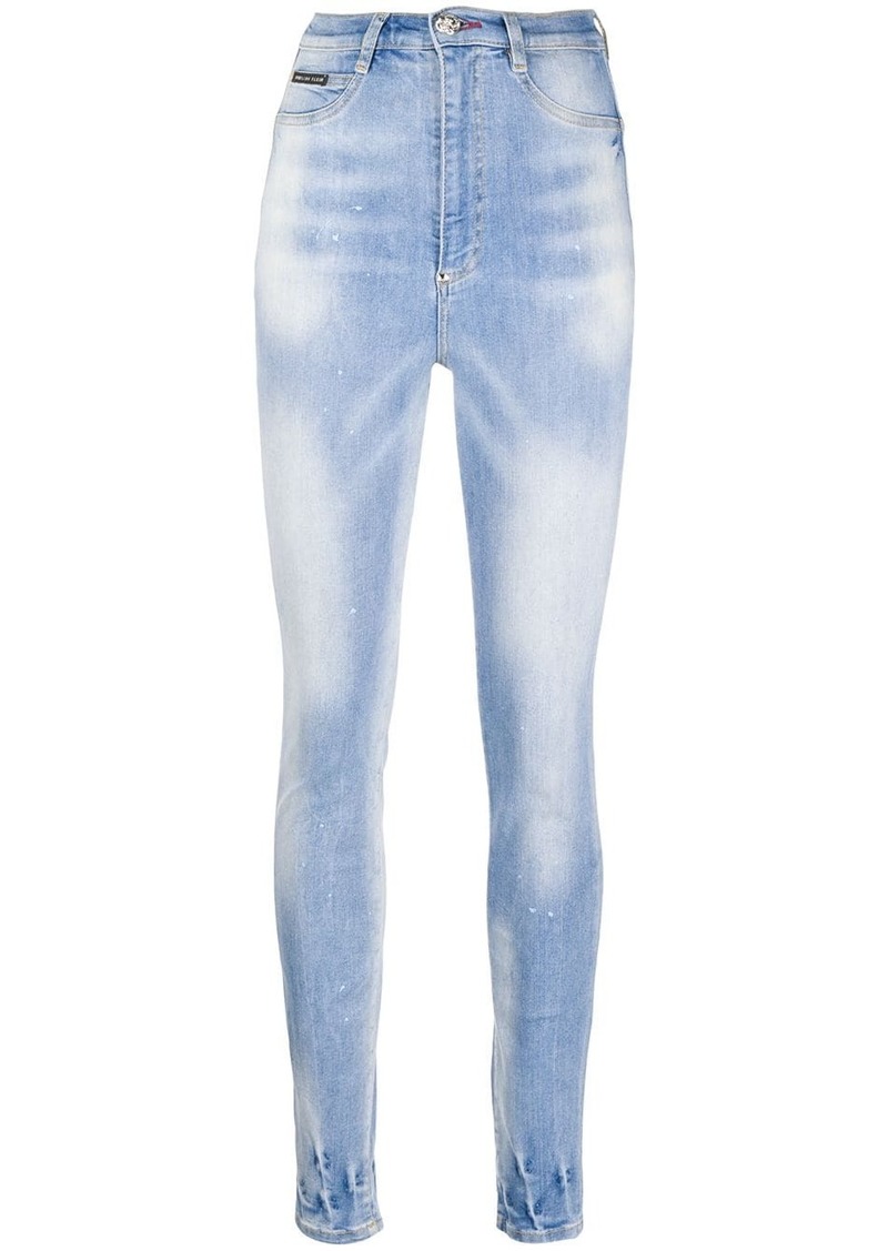 Philipp Plein faded embroidered detail jeans