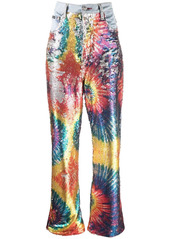 Philipp Plein tie dye-print sequinned jeans