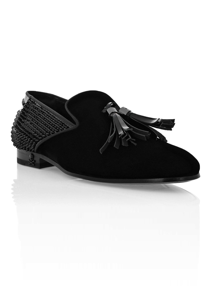 Philipp Plein Velvet & Patent Leather Loafers Studs