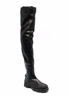 Philosophy Belted Thigh-Length Leather Boots In Black