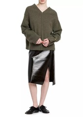 Philosophy Coated Stretch Wool Wrap Skirt