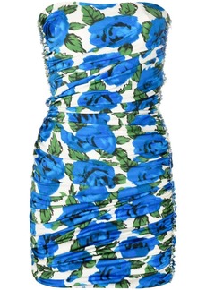Philosophy floral-print ruched strapless minidress