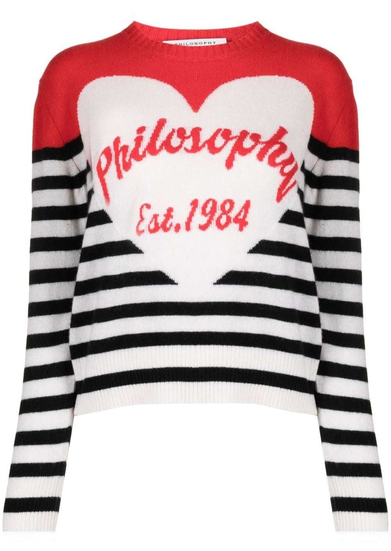 Philosophy intarsia-logo striped sweatshirt