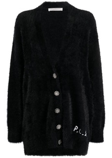 Philosophy logo-embroidered faux-fur cardigan