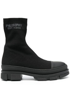 Philosophy logo-knit sock boots