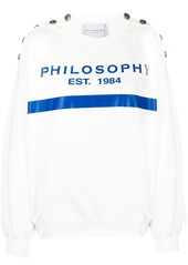 Philosophy logo print shoulder button sweatshirt