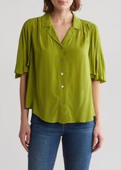 PHILOSOPHY BY RPUBLIC CLOTHING Flutter Sleeve Button-Up Shirt in Navy at Nordstrom Rack