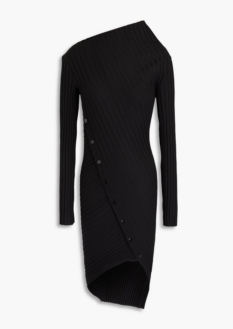 Philosophy di Lorenzo Serafini - Asymmetric ribbed-knit mini dress - Black - IT 38