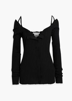 Philosophy di Lorenzo Serafini - Cold-shoulder ribbed Lyocell and wool-blend sweater - Black - IT 38