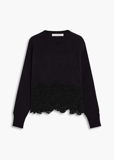 Philosophy di Lorenzo Serafini - Corded lace-paneled knitted sweater - Black - IT 48