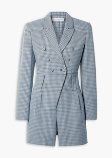 Philosophy di Lorenzo Serafini - Double-breasted houndstooth cotton playsuit - Blue - IT 42