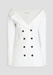 Philosophy di Lorenzo Serafini - Double-breasted off-the-shoulder cotton-blend twill jacket - White - IT 42