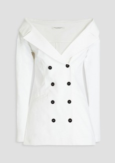 Philosophy di Lorenzo Serafini - Double-breasted off-the-shoulder cotton-blend twill jacket - White - IT 38