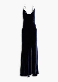 Philosophy di Lorenzo Serafini - Draped velvet maxi slip dress - Blue - IT 44