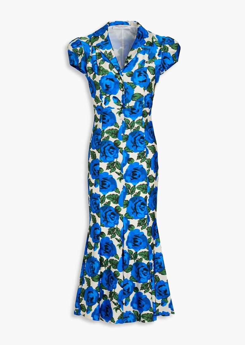 Philosophy di Lorenzo Serafini - Embellished floral-print stretch-jersey midi dress - Blue - IT 42