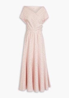 Philosophy di Lorenzo Serafini - Off-the-shoulder laser-cut cotton-blend poplin midi dress - Pink - IT 42