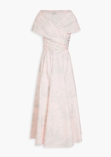 Philosophy di Lorenzo Serafini - Off-the-shoulder printed cotton-poplin midi dress - Pink - IT 42
