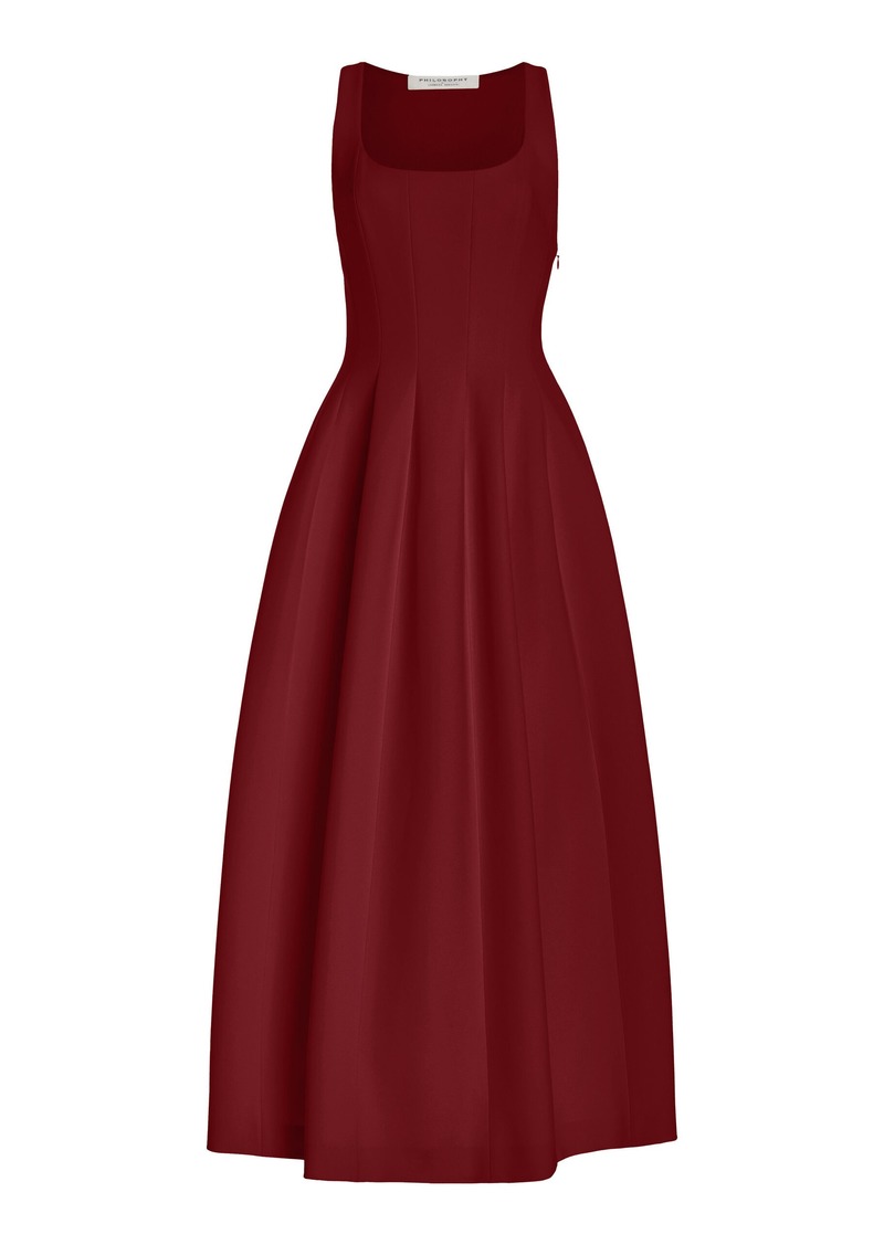 Philosophy di Lorenzo Serafini - Pleated Crepe Midi Dress - Red - IT 38 - Moda Operandi