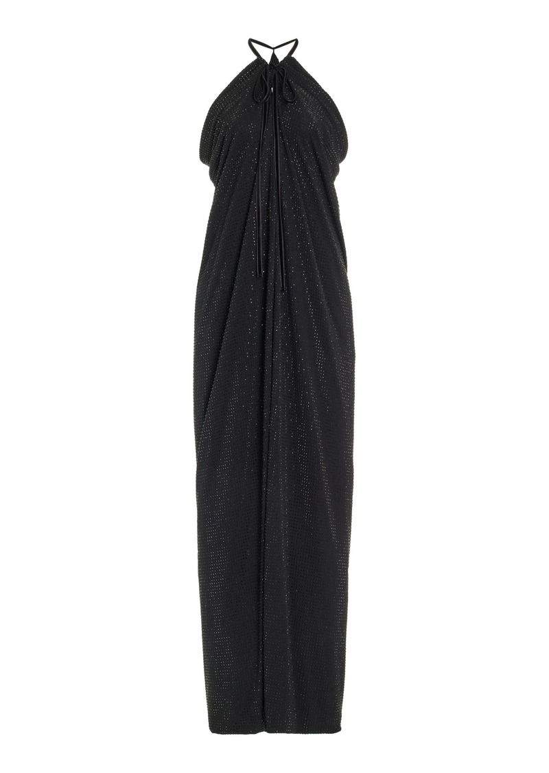 Philosophy di Lorenzo Serafini - Rhinestone-Embellished Jersey Maxi Dress - Black - M - Moda Operandi