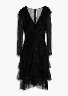 Philosophy di Lorenzo Serafini - Ruffled glittered point d'esprit dress - Black - IT 38