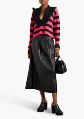 Philosophy di Lorenzo Serafini - Ruffled striped wool and cashmere-blend sweater - Black - IT 38