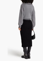 Philosophy di Lorenzo Serafini - Snap-detailed ribbed-knit midi skirt - Black - IT 40