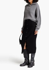 Philosophy di Lorenzo Serafini - Snap-detailed ribbed-knit midi skirt - Black - IT 40