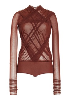 Philosophy di Lorenzo Serafini - Wrapped Stretch Tulle Bodysuit - Brown - IT 44 - Moda Operandi