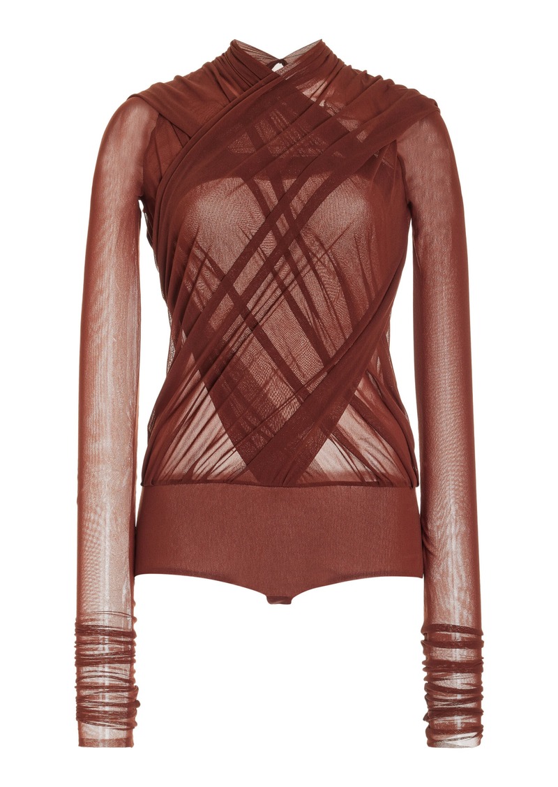 Philosophy di Lorenzo Serafini - Wrapped Stretch Tulle Bodysuit - Brown - IT 42 - Moda Operandi