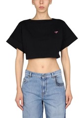 PHILOSOPHY DI LORENZO SERAFINI CROPPED LOGO PRINT T-SHIRT