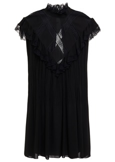 Philosophy di Lorenzo Serafini - Lace-trimmed ruffled georgette mini dress - Black - IT 44