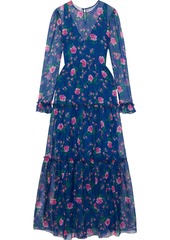Philosophy Di Lorenzo Serafini Woman Tiered Floral-print Chiffon Maxi Dress Indigo