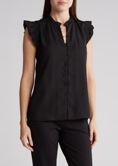 PHILOSOPHY REPUBLIC CLOTHING Ruffle Button Front Blouse in Black at Nordstrom Rack