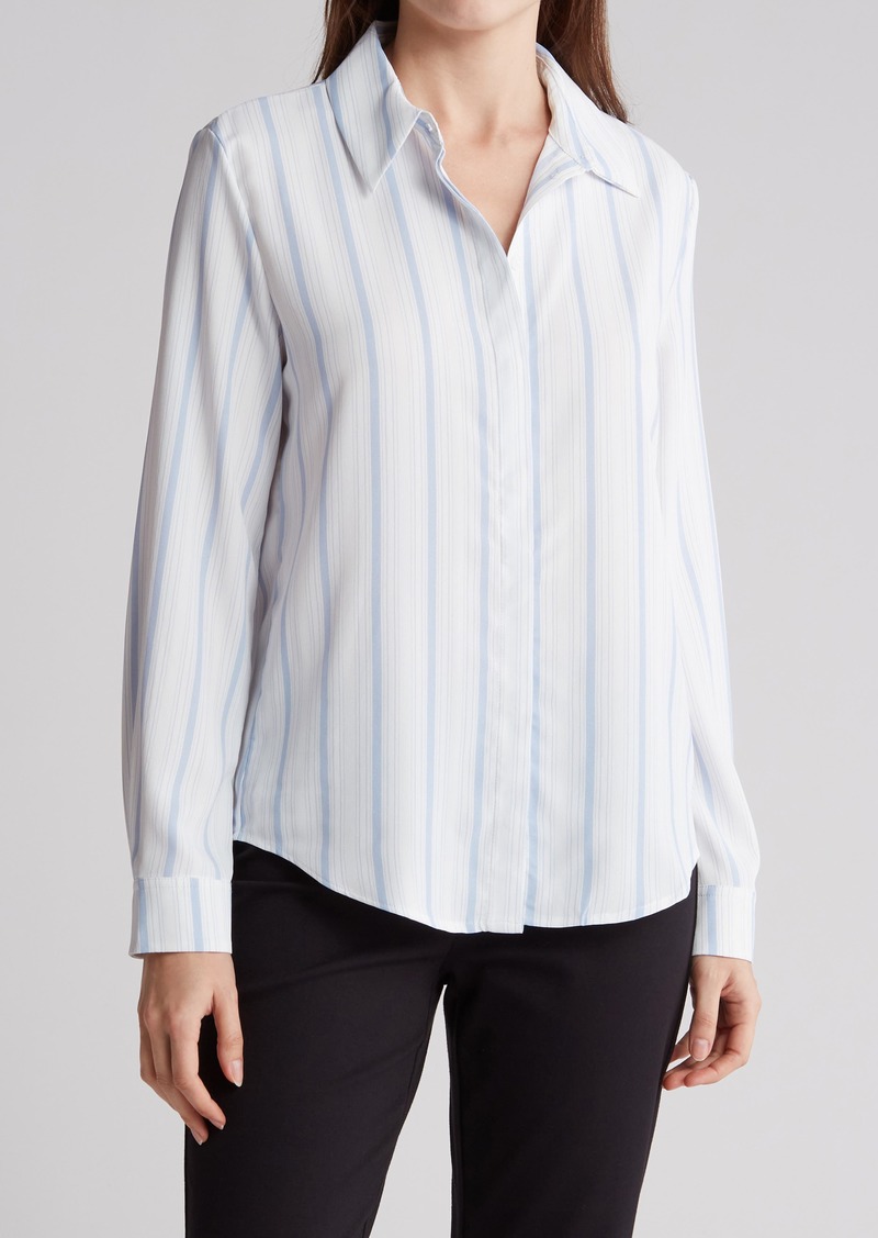 PHILOSOPHY REPUBLIC CLOTHING Stripe Button-Up Shirt in White Ground Sea Breeze Stripe at Nordstrom Rack