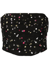 Philosophy polka dot-embroidered strapless top