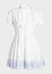 Philosophy Printed Short-Sleeve A-Line Mini Dress