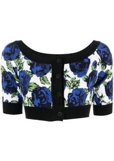 Philosophy rose-print knitted cropped cardigan