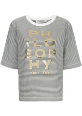 Philosophy striped sequinned logo T-shirt
