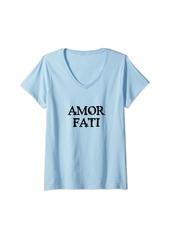 Womens Amor Fati Stoic Philosophy Stoicism V-Neck T-Shirt