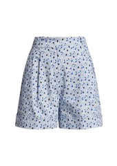 Piazza Sempione Floral Satin High-Waisted Shorts